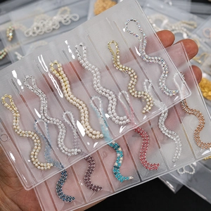Japanese style snake-shaped hair chains with rhinestones and pearls in various colors
