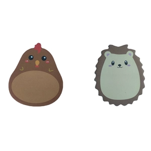 Cute animal shaped sticky notes featuring brown chick and green hedgehog designs