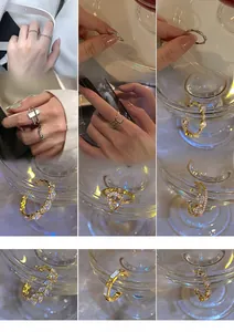 Collection of elegant zircon and pearl rings in gold and silver finishes for women