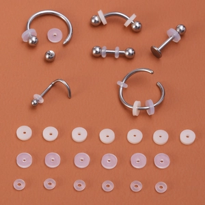 Stainless steel body piercing kit with various sizes of anti-friction silicone discs