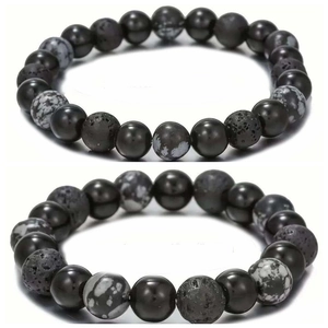 Natural Stone Beaded Bracelets Elastic Yoga Healing Energy Jewelry For Couples Unisex Tiger Eye Lava Rock White Turquoise