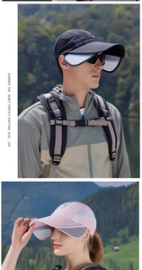 Detail of retractable side brims and breathable mesh on outdoor sun hats