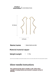 Détails techniques des boucles d'oreilles à chaîne ondulée avec dimensions et matériaux
