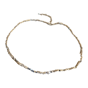 Irregular geometric beaded necklace in champagne gold finish with adjustable chain