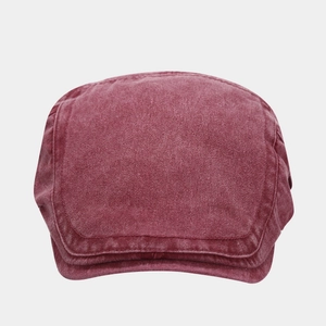 Coppola vintage in cotone lavato bordeaux con finitura invecchiata per uomo