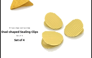 Detail of 4-pack creative potato chip shaped bag clips with realistic wavy texture