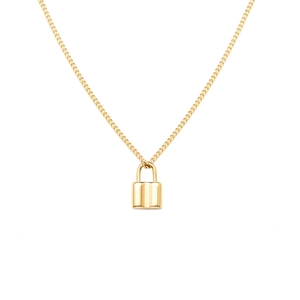 Minimalist 18k gold plated stainless steel padlock pendant necklace for women