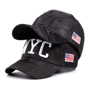 NYC Embroidery Camouflage Baseball Cap Cotton Acrylic Adjustable Sun Hat With US Flag Patch For Men Women Outdoor Casual