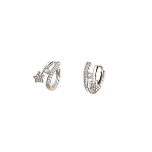 18k gold plated silver star hoop earrings with sparkling cubic zirconia crystals