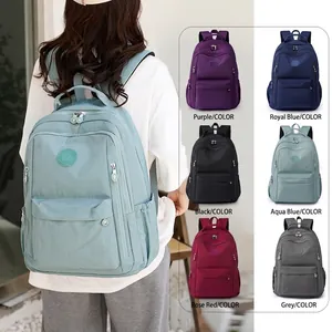 Fashion Nylon Backpack Large Capacity Waterproof Multi Compartment Travel School Bag For Women Students Lightweight