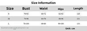 Size chart for women's U-neck ruched bodycon dress with measurements for S, M, and L sizes