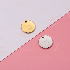 Pendentif Circulaire Motif Fusée Acier Inoxydable 304 Plaqué Or 18K Poli Miroir Accessoire Bijoux DIY