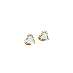 Minimalist gold heart earrings with white shell inlay for women's elegant jewelry set
