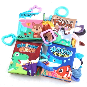 Soft Baby Book Polyester With 3D Animal Tails And Crinkle Paper Early Education Sensory Toy For Infants Toddlers