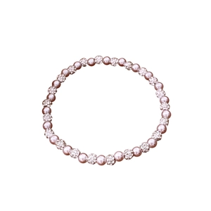 Elegant beaded bracelet featuring soft lavender pearls and shimmering rhinestone balls