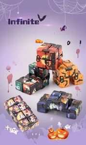 Halloween infinite cube set featuring pumpkin, cat, and skull patterns for stress relief