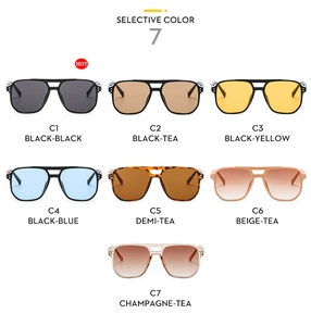 Detailed multi-color selection for aviator sunglasses featuring premium double bridge frames