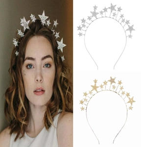 Star Headband Alloy Rhinestone Imitation Artificial Pearl Exaggerated Party Festival Crown Hair Accessories For Women
