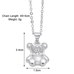 Spécifications de taille pour le collier avec pendentif ours argenté et col en perles