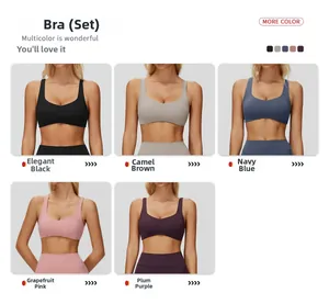 Grille détaillée des ensembles de sport sans couture en cinq coloris à séchage rapide