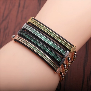 Coffret de bracelets homme en acier inoxydable avec chiffres romains et cristaux verts