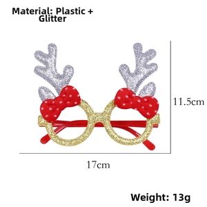 Detailed view of Christmas reindeer antler glasses with dimensions 17cm by 11.5cm