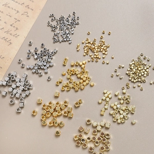 Polished 14k gold and silver square spacer beads for DIY jewelry making and crafts