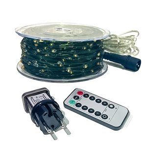 Green copper wire Christmas tree LED fairy lights with power adapter and remote control