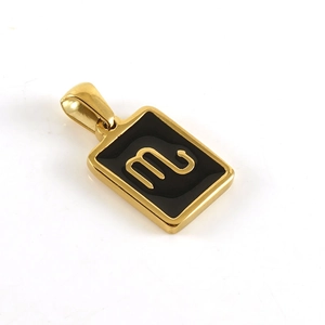 Minimalist 18k gold plated stainless steel square Scorpio zodiac pendant necklace for women