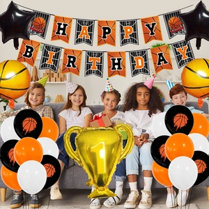 Kit décoration anniversaire basket avec ballon trophée et bannière pour enfants