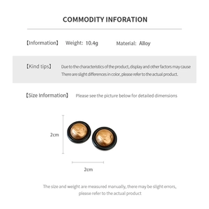 Detailed size specifications for vintage round pleated black and gold alloy earrings