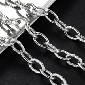 Polished and frosted oval link stainless steel chain for DIY necklaces and bracelets