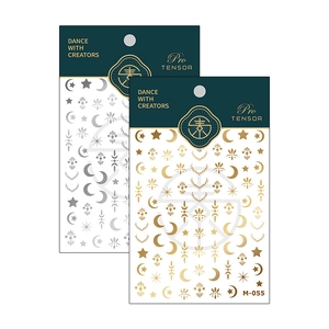 Pro TENSOR M-055 gold and silver nail stickers with celestial moon and star patterns