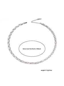 Detailed silver twist chain necklace with size 42cm plus 5cm and 11.2g weight specs