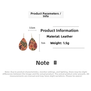 Spécifications de taille pour boucles d'oreilles en cuir avec imprimé floral vintage