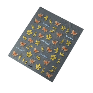 3D butterfly and floral nail art stickers with gold and pearl gradients for DIY decoration