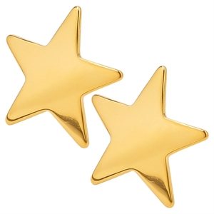 Detailed view of polished star-shaped gold earrings made of 304 stainless steel