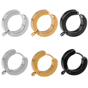 Stainless Steel Earring Hoop Findings With Hanging Eyelet For DIY Jewelry Making Accessories Hip Hop Punk Style Ear Clips
