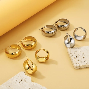Orecchini a cerchio larghi in acciaio inossidabile oro 18k e argento su pietra