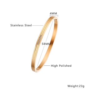 Polished 4mm gold stainless steel bangle for women featuring sparkling zircon accents