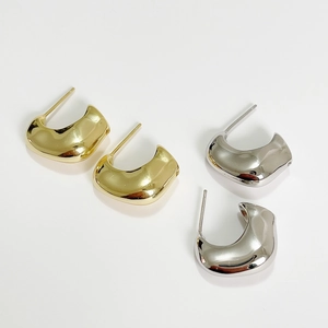 Set di orecchini minimalisti in argento S925 a forma di C in oro e argento finitura