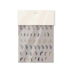 Japanese style thin 5D leaf pattern nail art stickers with vintage floral designs