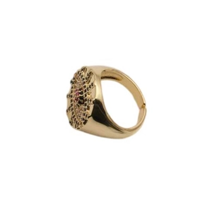 Adjustable evil eye ring in gold plated copper with micro-set colorful zircon stones