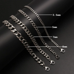 Stainless Steel Cuban Link Bracelet Polished Geometric Chain Minimalist Hip Hop Punk Jewelry For Men Women