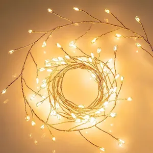 Warm white LED teardrop fairy lights with flexible copper wire for festive home decoration