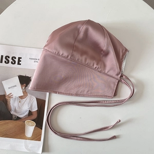 Vintage Lolita Bucket Hat Women Satin Satin Wide Brim Lace-Up Bow Sunshade Foldable Travel Photography Bonnet