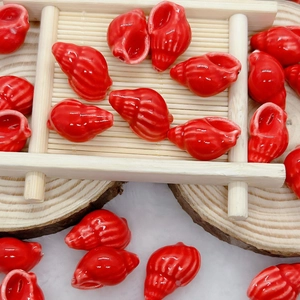 Polished red ceramic conch shell beads for handmade DIY jewelry bracelets and necklaces