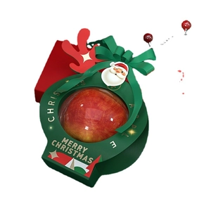 Christmas apple gift box with red apple and green Santa Claus decorative packaging