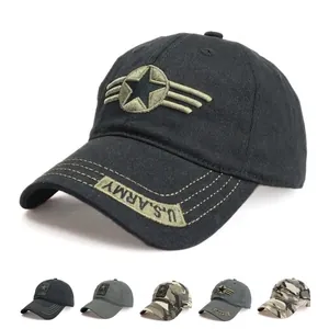 Military Baseball Cap Cotton Star Embroidery Peaked Hat Camouflage Sun Protection Retro Casual Unisex