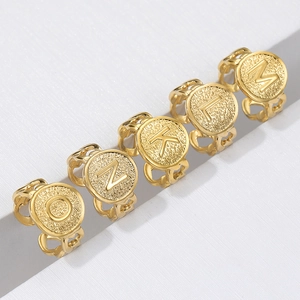 Bague Lettre Initiale Acier Inoxydable Plaqué Or 18K Réglable Ouverte Bijou De Doigt Mode Cadeau Femmes